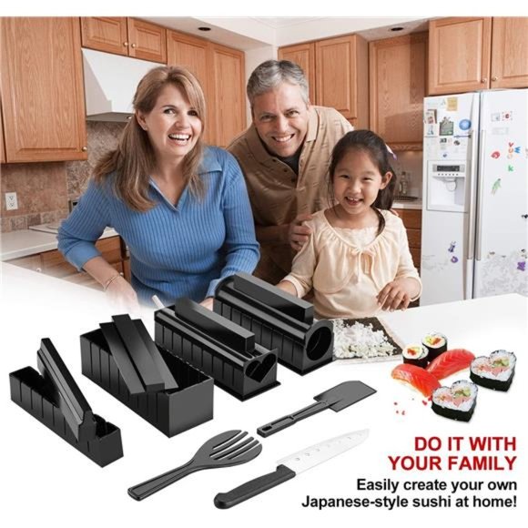 Sushi Maker Kit, 11pcs DIY Sushi Making Kit Roll Sushi Maker Rice Roll Mold - Picture 4 of 6